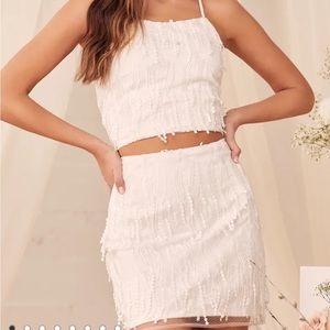 White Fringe Two-Piece Set